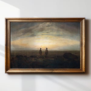 Vintage Malerei Druck | Stimmungsvolle Ozeanlandschaft | Dark Academia Dekor | Antikes Ölgemälde | Caspar David Friedrich | #077