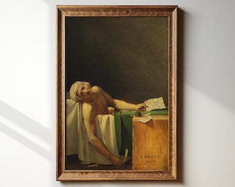 Melancholie Gothic Fine Art Gemälde Druck | Tod von Marat | Totenbewußtsein | Antikes Ölgemälde | Jacques-Louis David | #134
