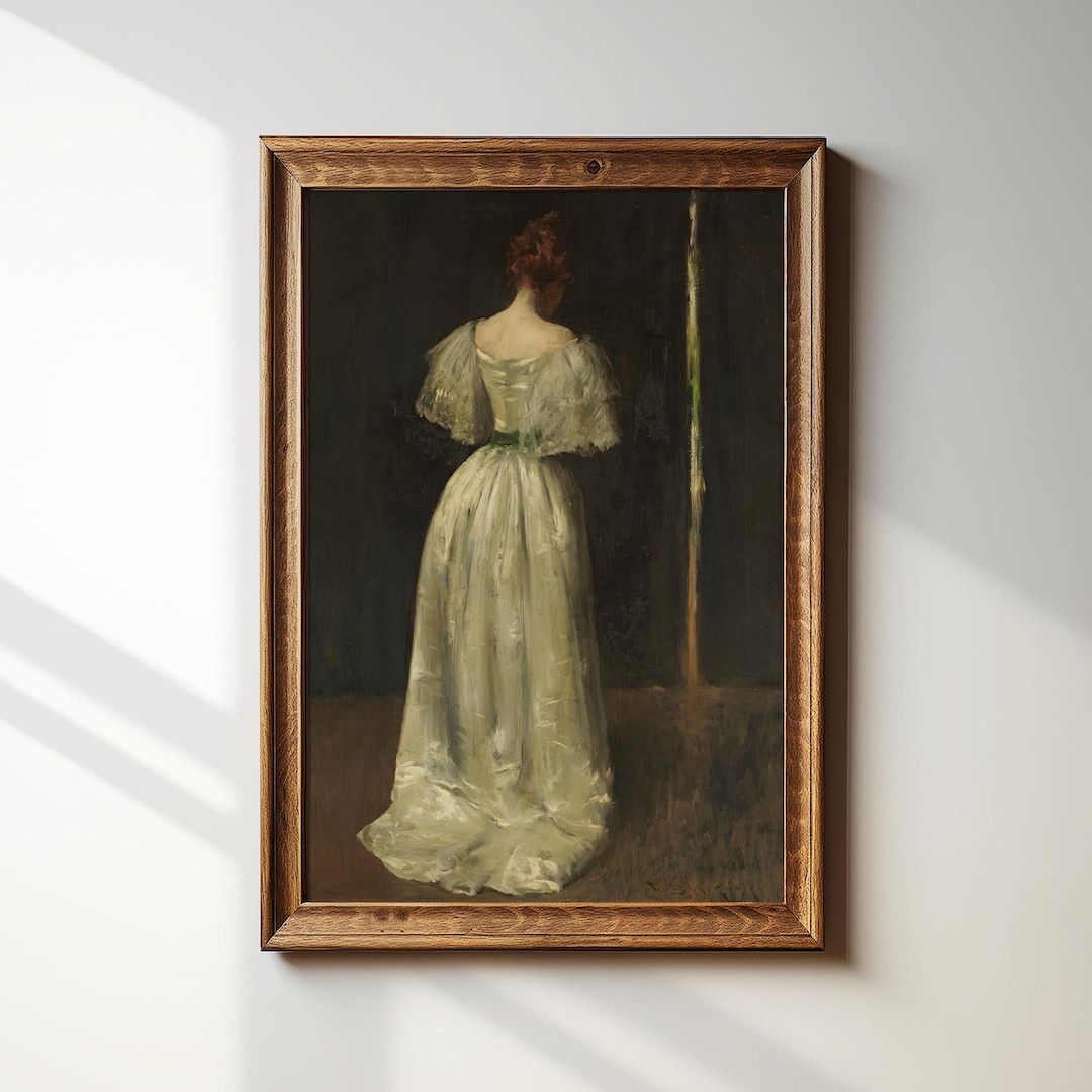 Vintage Fine Art Painting Framed Print | Victorian Woman White Dress ...