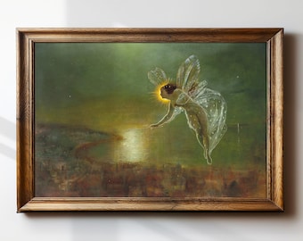 Spirit of the Night – Witchy Fairy Art – Fantasy Gothic Framed Print – Dark Academia Decor – Antique Oil Painting – John Grimshaw – #237