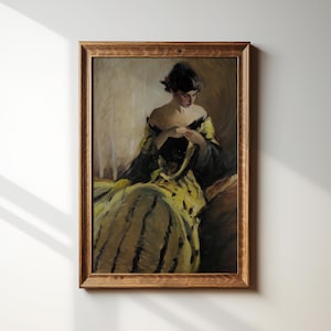 Vintage Fine Art Painting Print | Elegant Victorian Woman | Moody Portrait | Dark Academia Decor | Antique Oil Painting | #038