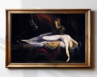 Occult Gothic Painting Framed Print | The Nightmare | Dark Academia Decor | Antique Oil Painting | Moody Canvas Wall Art | Henry Fuseli #064