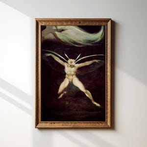 Gothic Malerei Druck | Dunkelelf Mottenmann | Dark Academia Dekor | Antikes Ölgemälde | Stimmungsvolle gerahmte Wandkunst | Heinrich Fuseli | #051