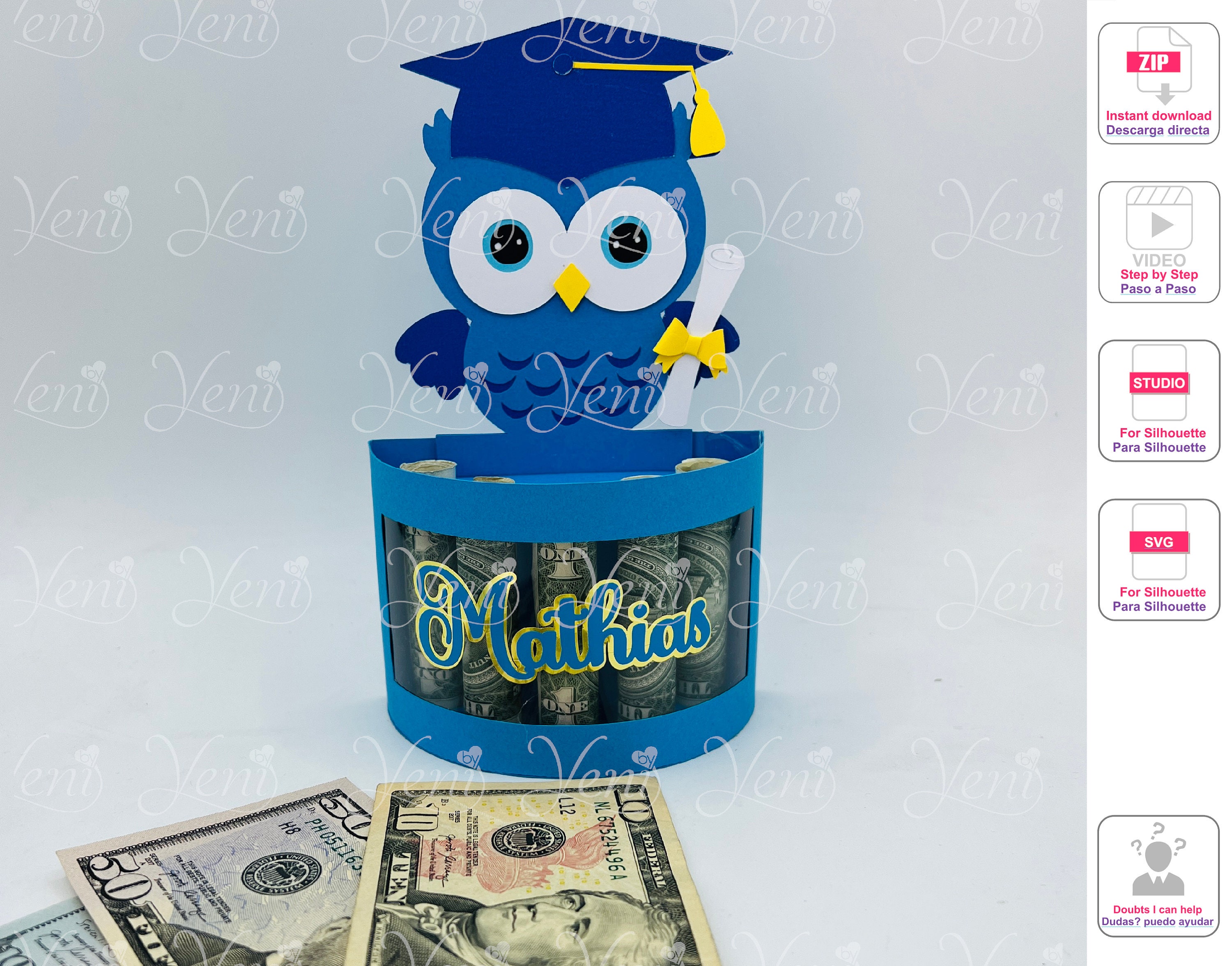 Owl Money Holder / projects for papercraft / Digital File - Studio, Svg