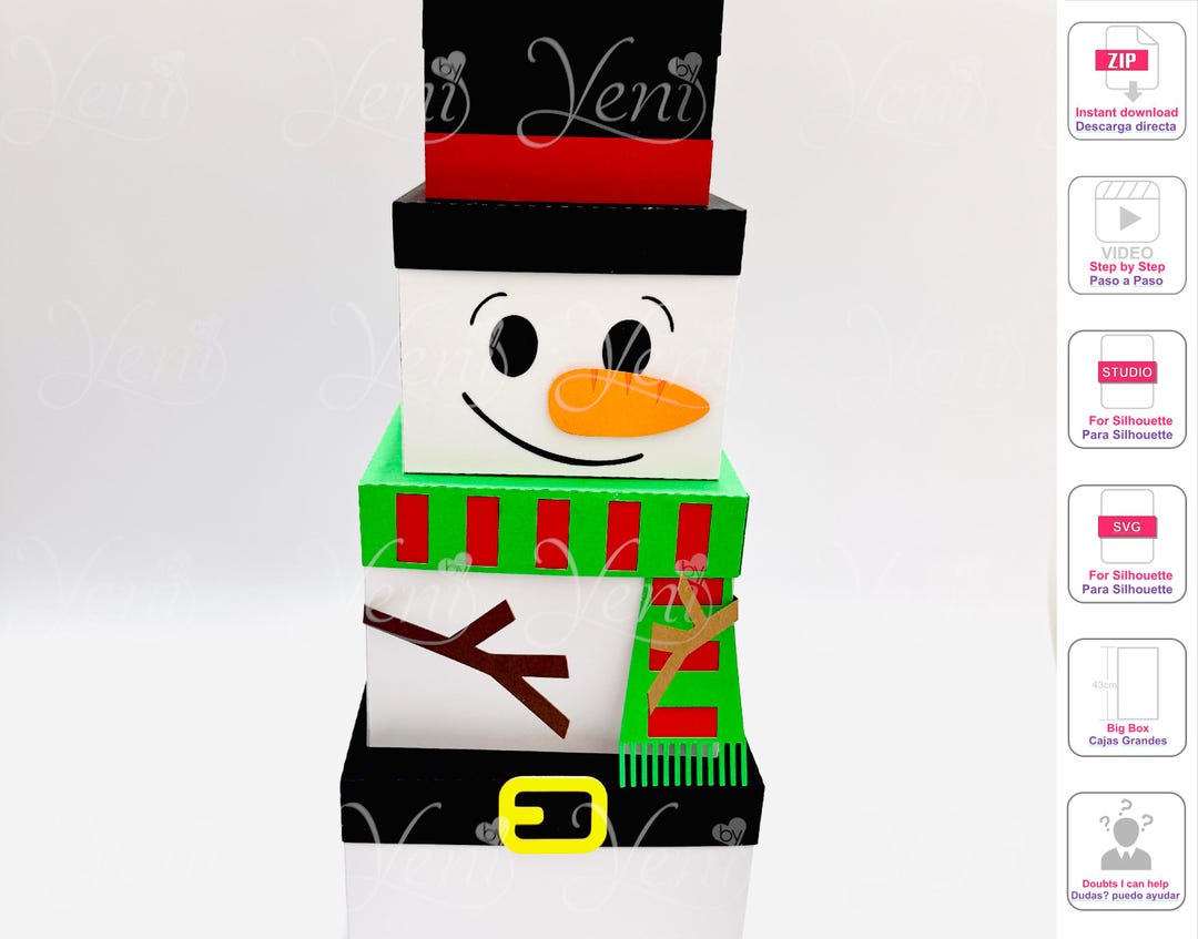 Stackable Snowman Big Box - Digital File - Studio and Svg - Etsy