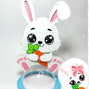 MIT Öffnung Tür Bunnies paar Süßigkeiten Halter - Für 8cm / 3.15 Zoll Kugel - Digitale Dateien - svg - studio - Ostern