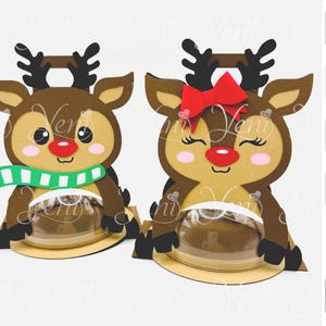 Porte-bonbons couple rennes - pour sphère de 8 cm / 3,15" - fichier numérique découpé - studio svg - Noël