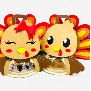 Turkeys candy holder - For 8cm / 3.15” Sphere - Digital cut file  - svg studio - Thanksgiving