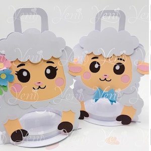 Süßer Schafpärchen Bonbonhalter - Für 8 cm Kugel - Digitale Dateien - svg - studio - Ostern