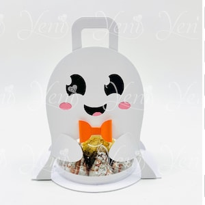 Porta caramelos de niño fantasma - Para esfera de 8 cm / 3,15” - Archivo de corte digital - svg studio - Halloween