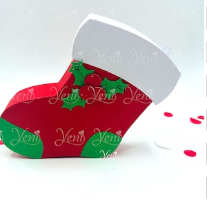 Nikolausstiefel Candy Box mit Deckel / Projekte für Papierarbeiten / Digitale Datei - Studio,Svg/ Weihnachten/ Weihnachten/ Navidad