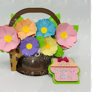 CON soporte para dulces de cesta de flores con puerta de apertura - Para esfera de 8 cm / 3,15" - Archivos digitales - svg -studio - pascua