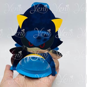 Porte-bonbons hérisson bleu en métal - pour sphère de 8 cm / 3,15" - fichier numérique découpé - fichiers svg et studio