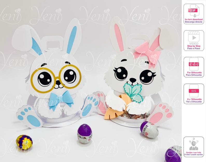 Bunny Candy Holder SVG – Easter Treat Box Digital Files - Etsy