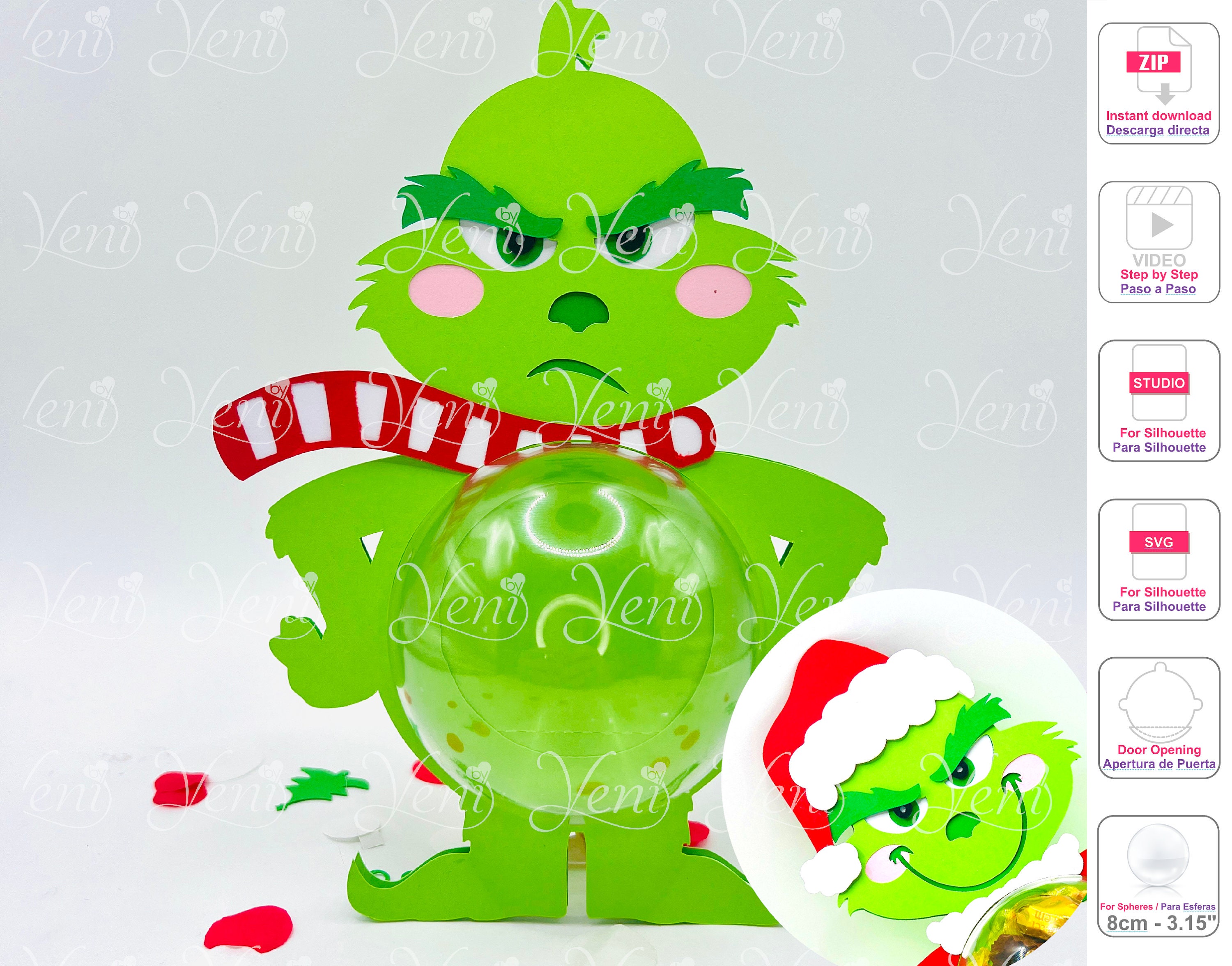 Best Deal for NIUBIKELASI Grinch Face Stickers for Ornaments