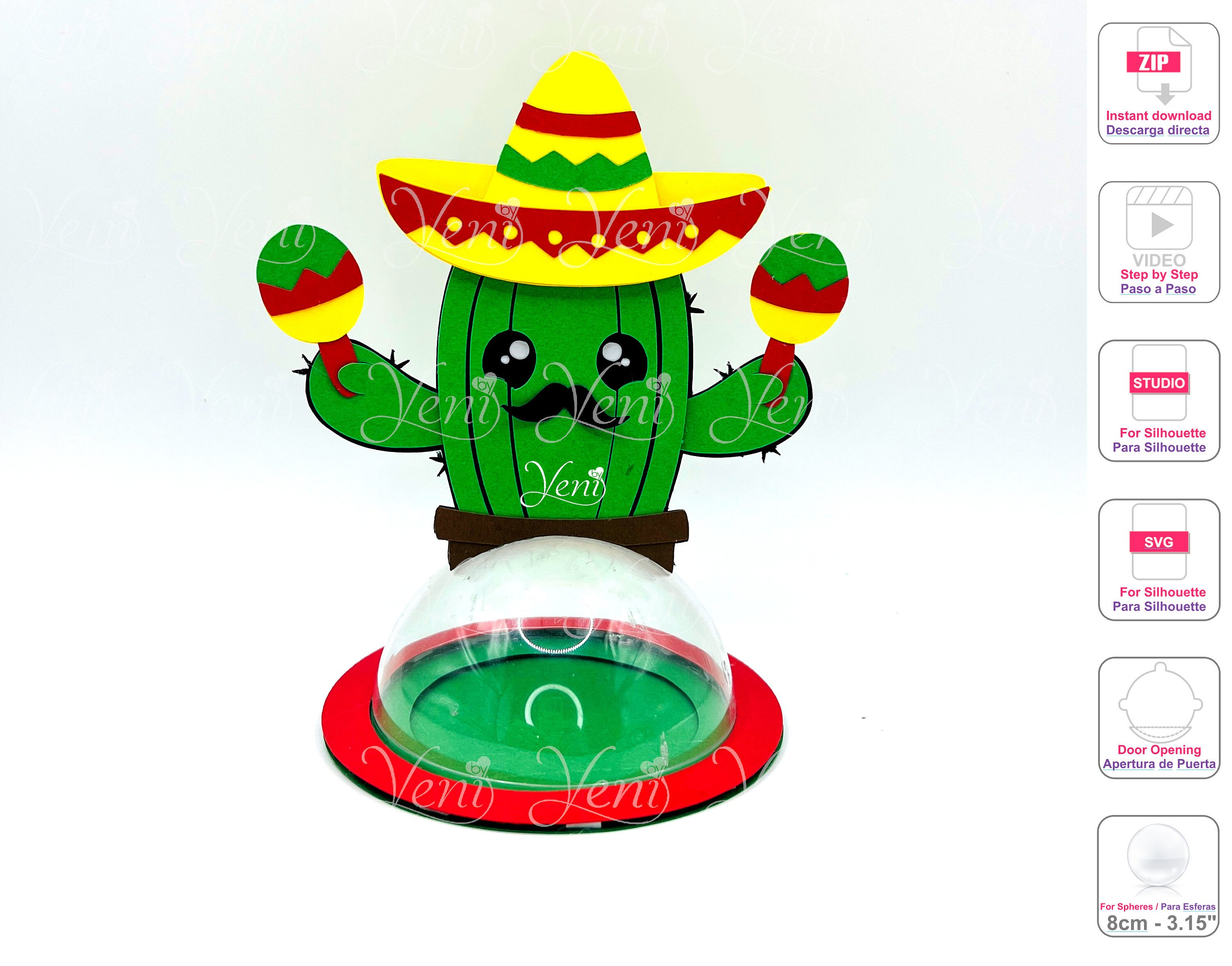 WITH Opening Door Cactus Candy Holder - for 8cm / 3.15 Sphere - Digital  Files - Svg -studio - Etsy