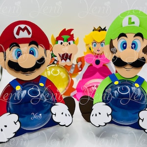 Super pack de porte-bonbons Mario Bros - Pour sphère de 8 cm / 3,15" - Pêche, Bowser, Luigi, Mario