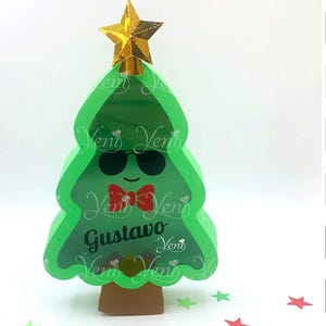 Boîte à bonbons pour arbre de Noël avec couvercle transparent/projets pour travaux manuels en papier/fichier numérique - Studio, Svg/Xmas/Navidad