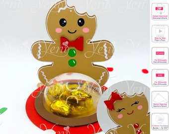 WITH Spoon Mechanism Gingerbread candy holder - For 8cm / 3.15” Sphere - Digital Files  - svg -studio