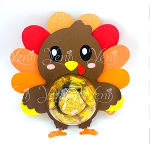 WITH Mechanism SPOON Turkey Candy Holder  - for 8cm/3.15&quot; domes - Digital Files - candy - Svg and Studio files - Thanksgiving - Fall