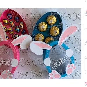 CON TAPA Caja de dulces de huevo de conejito de Pascua / Archivo digital SVG (cricut o scanandcut)- Estudio (Silueta)