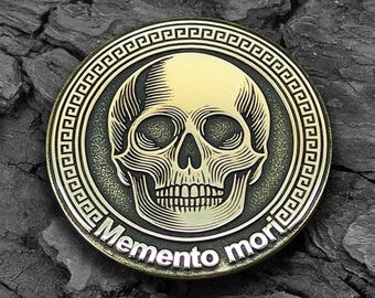 Memento Mori Skull Coin Tempus Fugit Carpe Diem Challenge EDC Personalized Danse Macabre Collectible