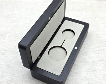 Black Ash Wood Coin Keychain & Pendant Presentation Box, Natural Timber Display Case with Velvet Insert