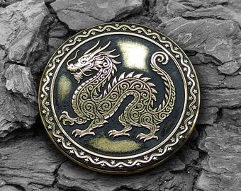 Personalized Brass 2024 Year Dragon Coin: Chinese Zodiac Talisman for Anniversary & Birthday Gift