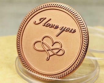 Personalized Copper Love Coin Gift Heart Infinity Engraving Custom Date Meaningful Token Affection