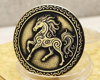 2026 Year of the Red Fire Horse Zodiac Brass Coin - Custom Lucky Talisman