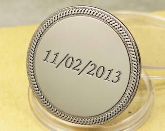 Personalized Steel Date Coin – Custom Engraved Anniversary Keychain