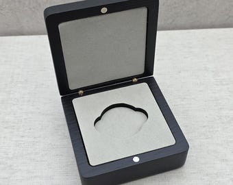 Solid Ash Wood Challenge Coin Display Box, Black Wooden Award Coin Case with Custom Velvet Insert