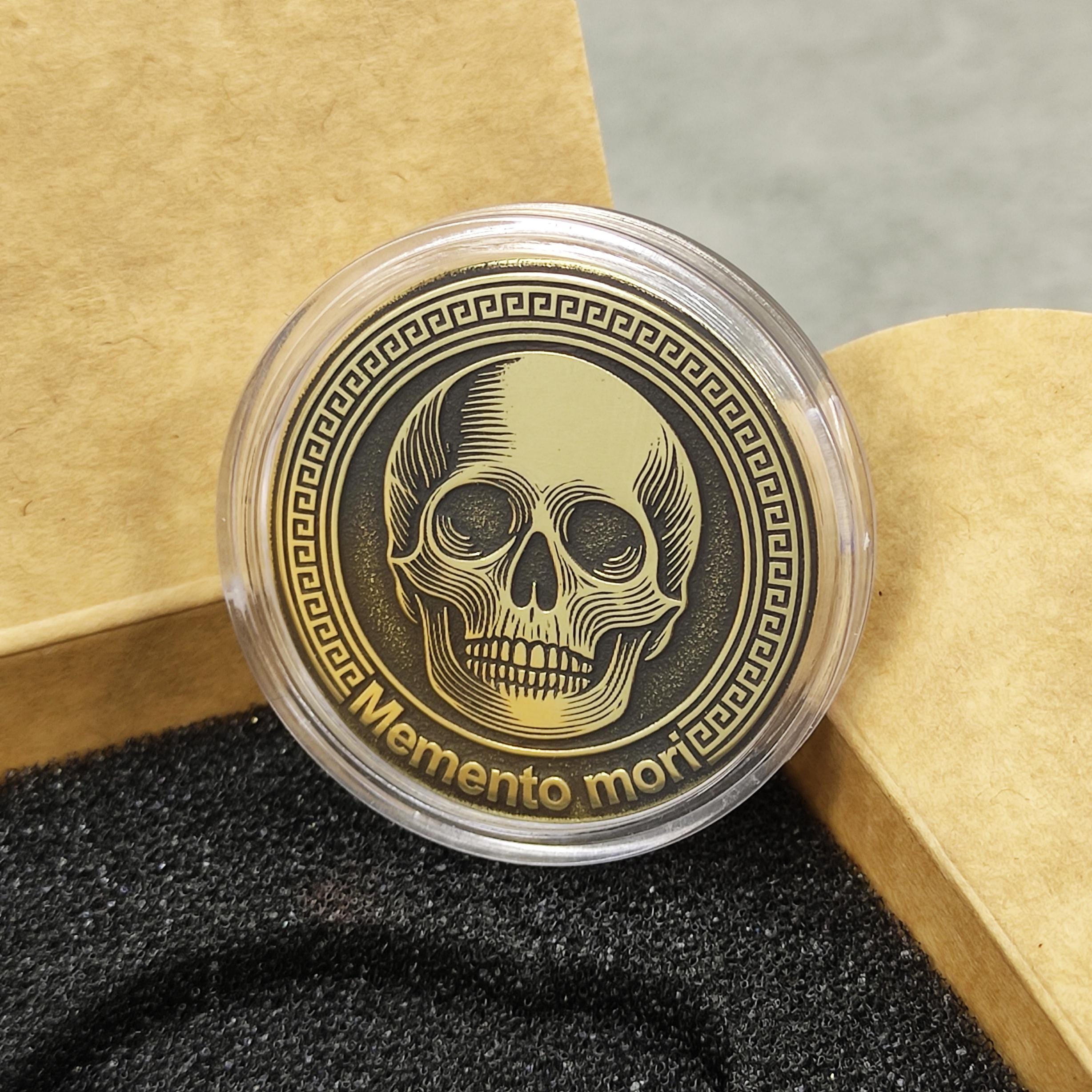 Memento Mori Skull Coin Tempus Fugit Carpe Diem Challenge EDC