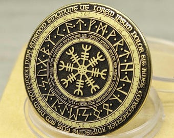 Scandinavian Rune Meditation Coin. Elder Futhark Divination Tool. Custom Brass Viking Talisman