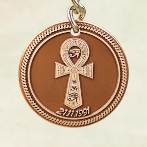 Personalized Copper Ankh Keychain - Ancient Egyptian Symbol of Life & Protection, Customizable Gift