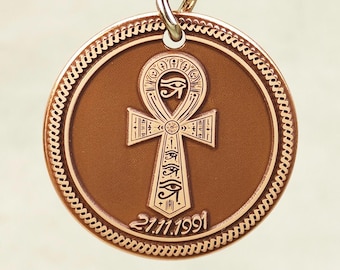 Personalized Copper Ankh Keychain - Ancient Egyptian Symbol of Life & Protection, Customizable Gift