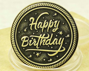 Personalized Brass Birthday Coin: Engraved Name, Date, Message