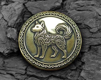 Golden Dog 2030 Year Chinese Zodiac Coin - Customizable Lucky Talisman for Birthday Celebration