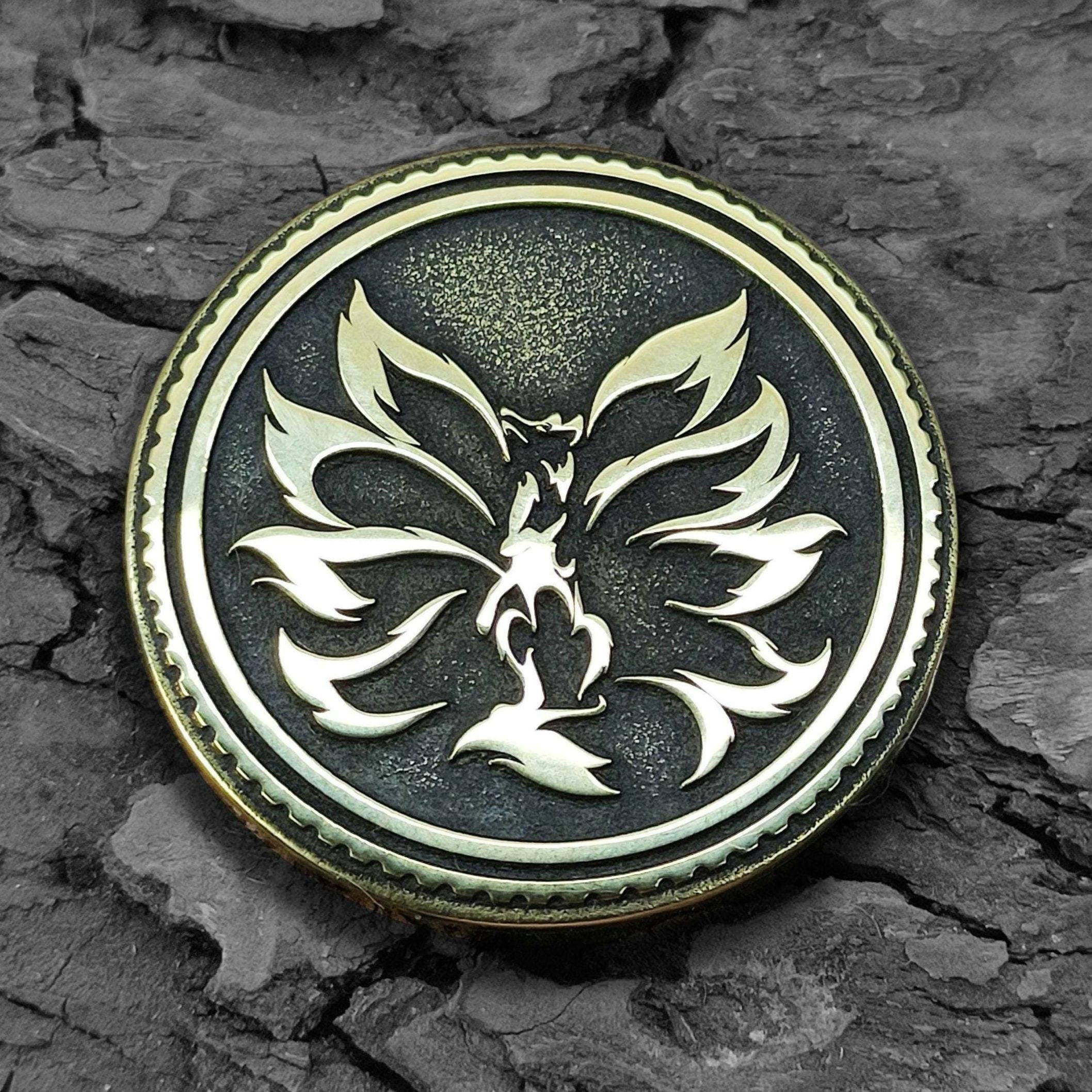 Kitsune Nine-tailed Fox Keychain. Japanese Mythology Gift. Zenko