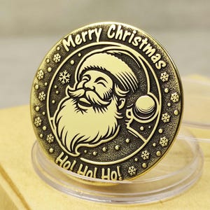 Personalized Brass Santa Claus Coin - Merry Christmas Gift with Engraving - Unique Holiday Keepsake