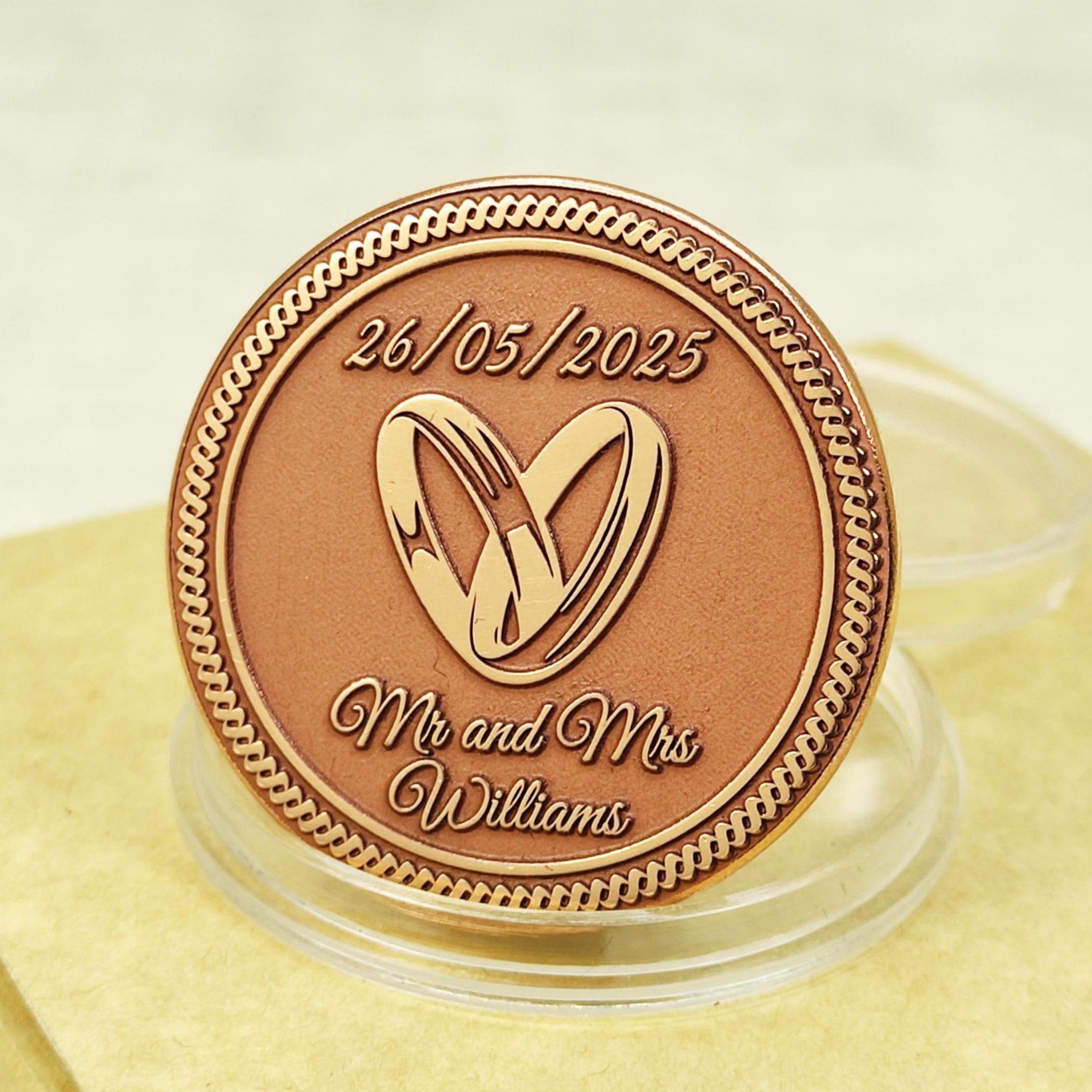 Personalized Copper Wedding Coin – Custom Engraved Anniversary