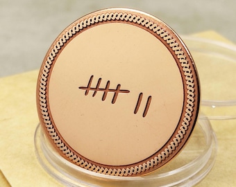 Custom Copper Anniversary Coin: Personalized Tally Mark Gift