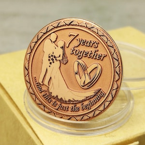 Pièce cadeau en cuivre du 7e 9e 22e 32e anniversaire de mariage avec gravure au laser - Symbole de force et de durabilité