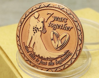 7. 9. 22. 32. Hochzeitstag Kupfer Geschenk Münze Tiefgravur Symbol Stärke Haltbarkeit