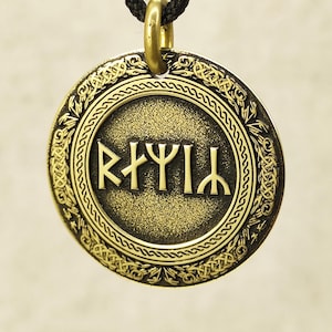 Custom Brass Runic Coin Pendant: Viking Talisman, Futhark Runes