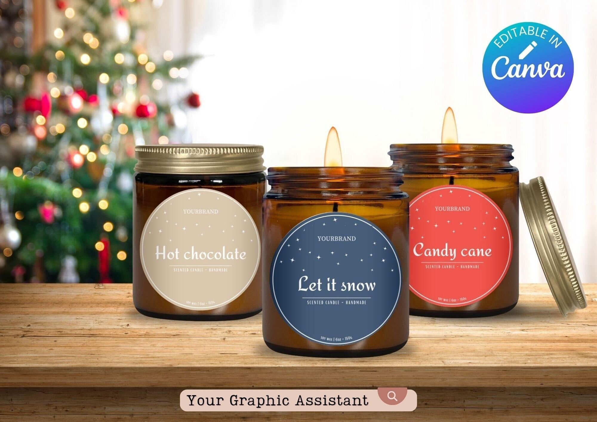 Modèle d'étiquette de bougie de Noël DIY Modèle d'étiquette ronde