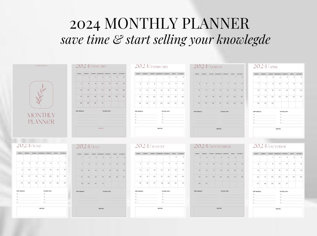 Printable Calendar 2024 | Monthly Planner 2024 | A4 | Landscape | Soft