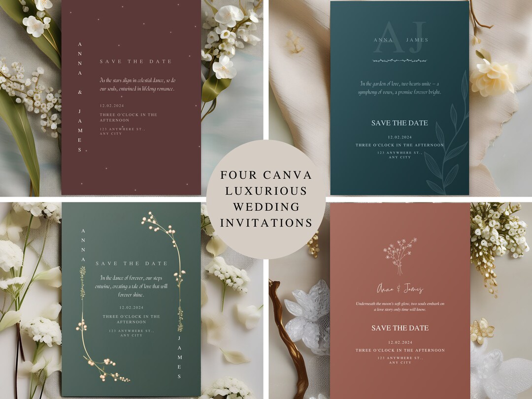 Wedding Canva Invitations Sets Canva Wedding Card Etsy