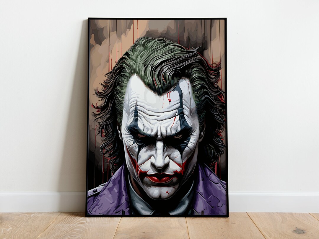 The Dark Knight Joker Wall Art Digital Print Heath Ledger Fan Etsy