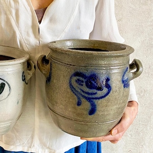 Vintage Betschdorf Französischer Steingut Confit Pot | Keramiktopf mit Salzglasur | Blumentopf